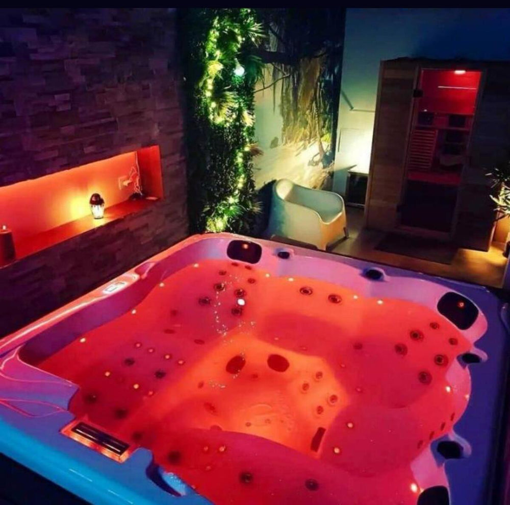Spa 5 places9 de La Tanière Dé-Plaisirs, Love Room haut de gamme 200 m2 avec JACUZZI SAUNA & DONJON
