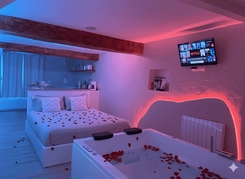 À la folie Loft&Spa romantique avec jacuzzi - Love’nSpa - weekend en amoureux, love rooms avec spa ou jacuzzi privatif4 de À la folie Loft&Spa romantique avec jacuzzi
