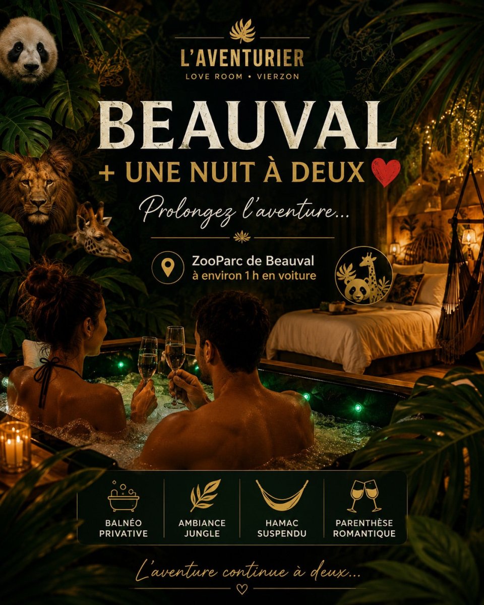 L'aventurier, la jungle - Love’nSpa - weekend en amoureux, love rooms avec spa ou jacuzzi privatif12 de L'aventurier, la jungle
