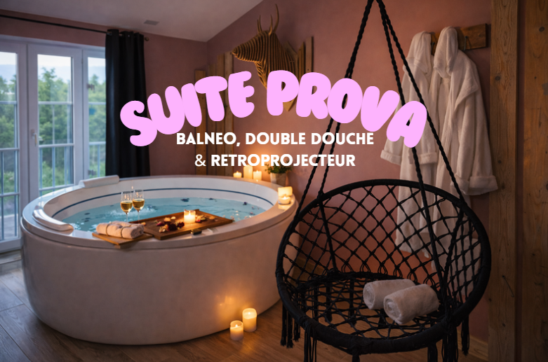 Suite avec balnéo privative, double douche et rétroprojecteur1 de Suite Prova
